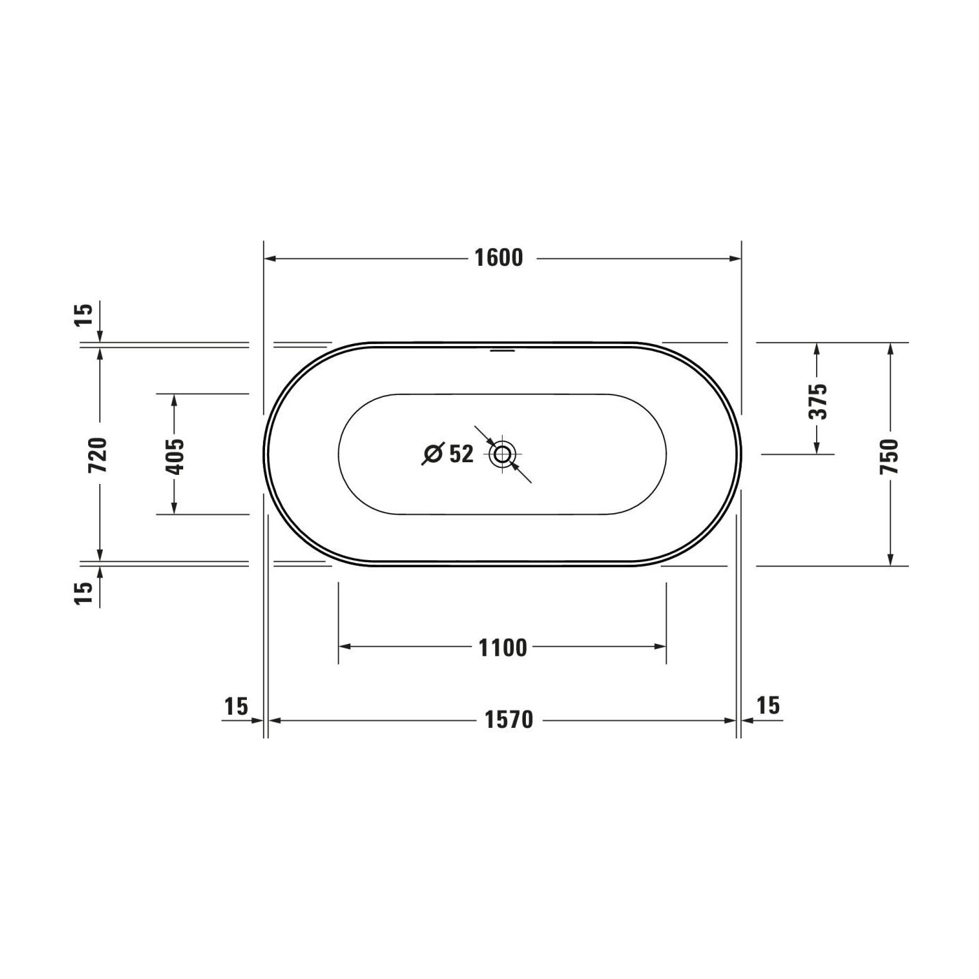 Wanna Wolnostojąca Akrylowa Durakanto 1600x750 mm 700560000000000 Duravit Wanna Wolnostojąca Akrylowa Durakanto 1600x750 mm 700560000000000 Duravit