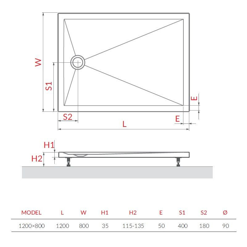 Brodzik Prostokątny Square 120x80x3 Kompozyt Mineralny Marmo Neo MANSQ1200802E Roth Brodzik Prostokątny Square 120x80x3 Kompozyt Mineralny Marmo Neo MANSQ1200802E Roth