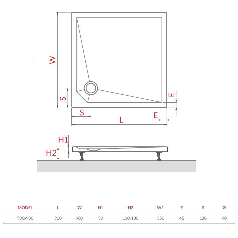 Brodzik Kwadratowy Square 90x90x3 Kompozyt Mineralny Marmo Neo MANSQ0900902E Roth Brodzik Kwadratowy Square 90x90x3 Kompozyt Mineralny Marmo Neo MANSQ0900902E Roth