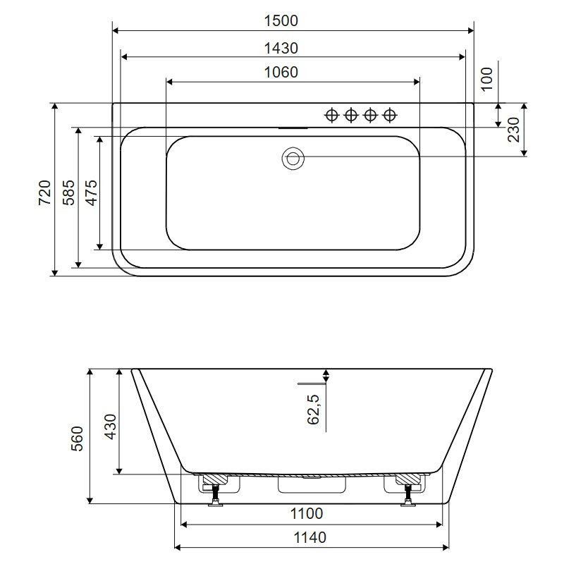 Wanna Prostokątna Przyścienna 150x72 cm Lila 2.0 Biały Połysk WAEX.LIL2.150.WHP Excellent Wanna Prostokątna Przyścienna 150x72 cm Lila 2.0 Biały Połysk WAEX.LIL2.150.WHP Excellent