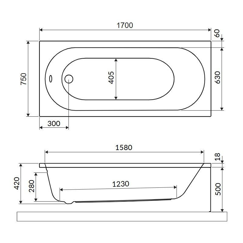 Wanna Prostokątna 170x75 cm Oceana Slim Mono Biały Połysk WAEX.OCM.170.75WHS Excellent Wanna Prostokątna 170x75 cm Oceana Slim Mono Biały Połysk WAEX.OCM.170.75WHS Excellent