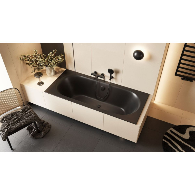 Wanna Prostokątna 160x75 cm Oceana Slim Czarny Mat WAEX.OCE16BLMS Excellent Wanna Prostokątna 160x75 cm Oceana Slim Czarny Mat WAEX.OCE16BLMS Excellent