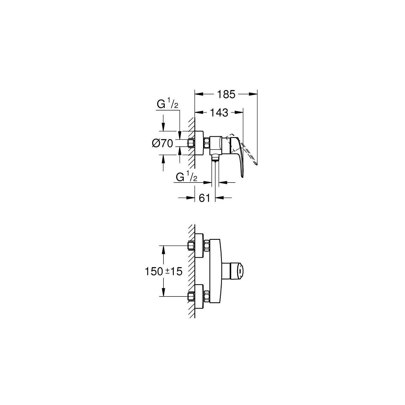 Bateria Prysznicowa Jednouchwytowa Eurosmart Matte Black 335552433 Grohe Bateria Prysznicowa Jednouchwytowa Eurosmart Matte Black 335552433 Grohe