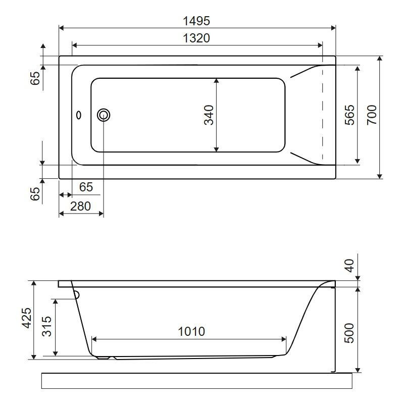 Wanna Prostokątna 150x70 cm Savia Biały Połysk WANL.SAV15WH Excellent Wanna Prostokątna 150x70 cm Savia Biały Połysk WANL.SAV15WH Excellent