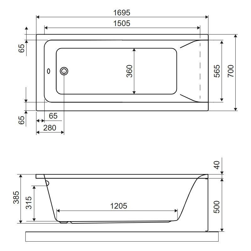 Wanna Prostokątna 170x70 cm Savia Biały Połysk WANL.SAV17WH Excellent Wanna Prostokątna 170x70 cm Savia Biały Połysk WANL.SAV17WH Excellent