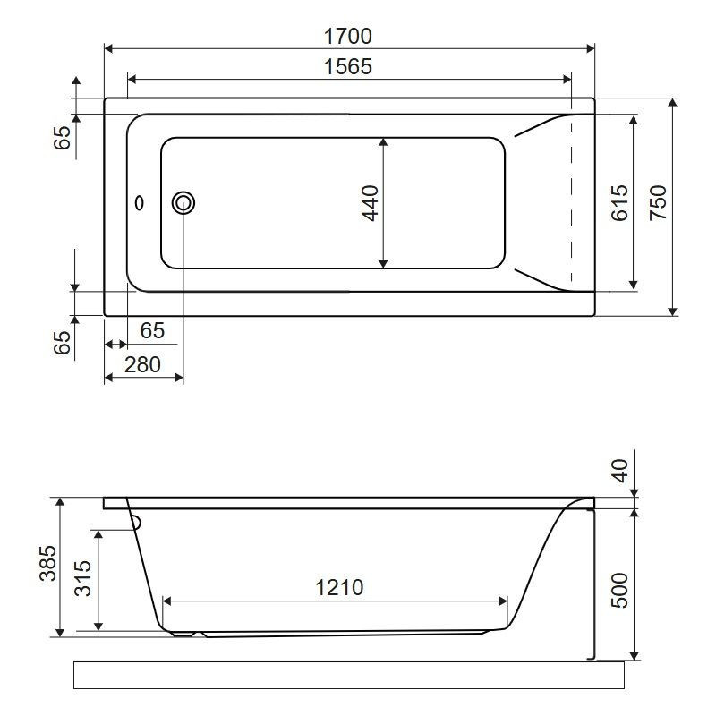 Wanna Prostokątna 170x75 cm Savia Biały Połysk WANL.SAV170.75WH Excellent Wanna Prostokątna 170x75 cm Savia Biały Połysk WANL.SAV170.75WH Excellent