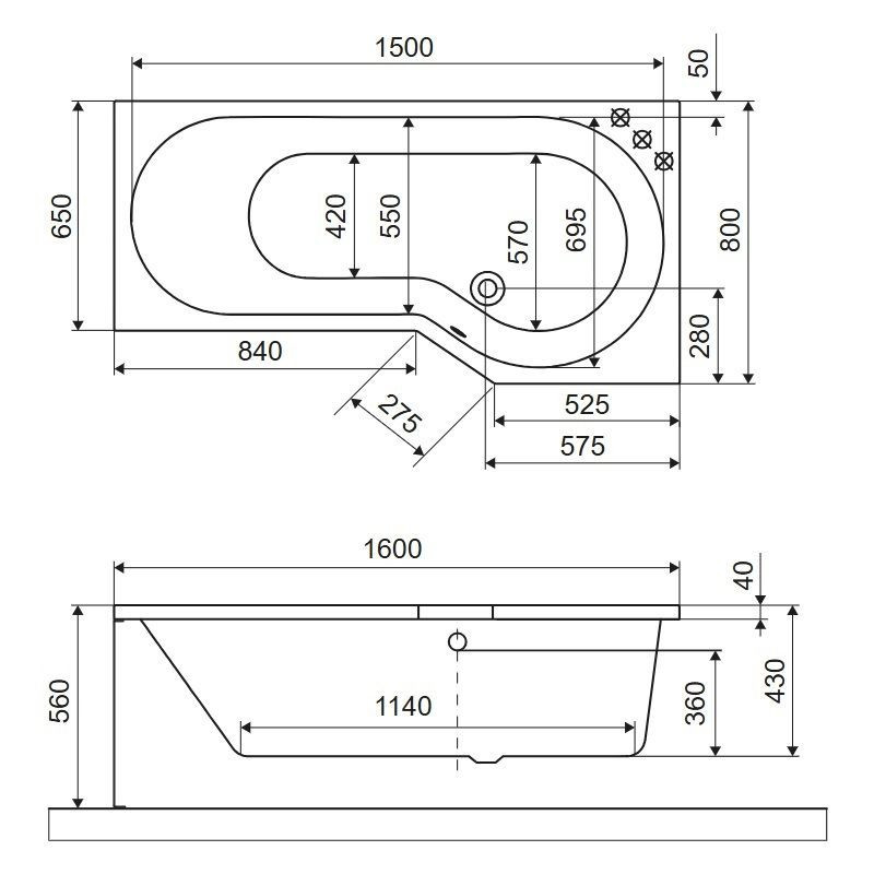 Wanna Narożna Prawa 160x80 cm Be Spot Biały Połysk WAEX.BSP16WH Excellent Wanna Narożna Prawa 160x80 cm Be Spot Biały Połysk WAEX.BSP16WH Excellent