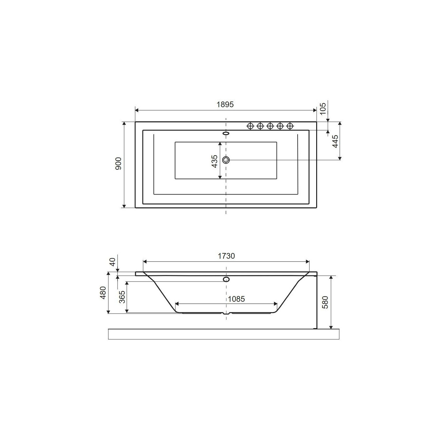 Wanna Prostokątna 190x90 cm Crown Grand Biały Połysk WAEX.CRG19WH Excellent Wanna Prostokątna 190x90 cm Crown Grand Biały Połysk WAEX.CRG19WH Excellent