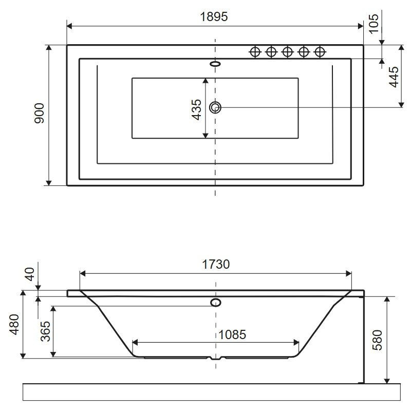 Wanna Prostokątna 190x90 cm Crown Grand Biały Połysk WAEX.CRG19WH Excellent Wanna Prostokątna 190x90 cm Crown Grand Biały Połysk WAEX.CRG19WH Excellent