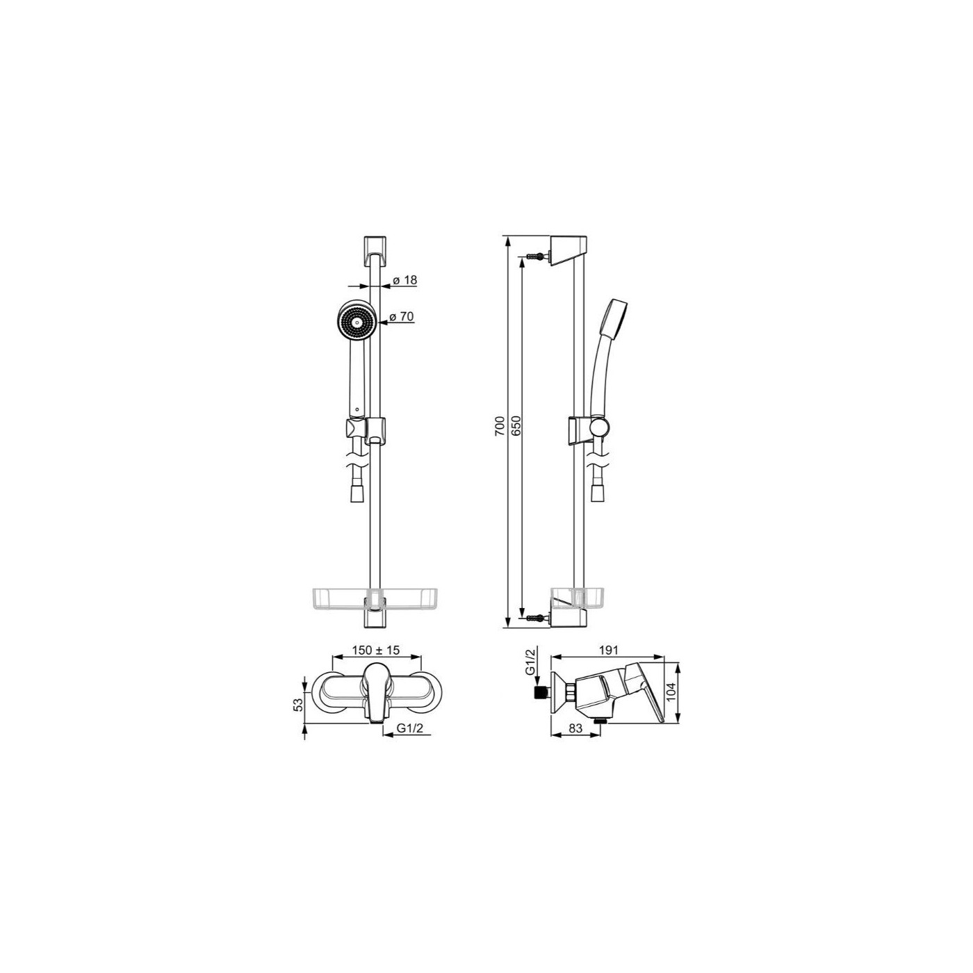 Bateria Natryskowa Z Zestawem Natryskowym Saga Chrom 3966Y Oras Bateria Natryskowa Z Zestawem Natryskowym Saga Chrom 3966Y Oras