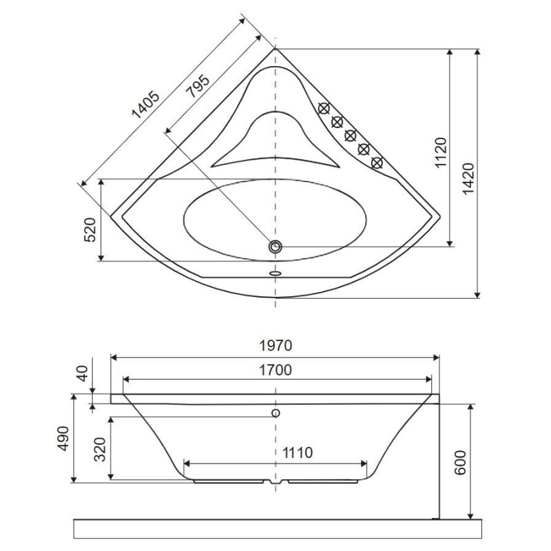 Wanna Narożna 140x140 cm Glamour Biały Połysk WAEX.GLA14WH Excellent Wanna Narożna 140x140 cm Glamour Biały Połysk WAEX.GLA14WH Excellent