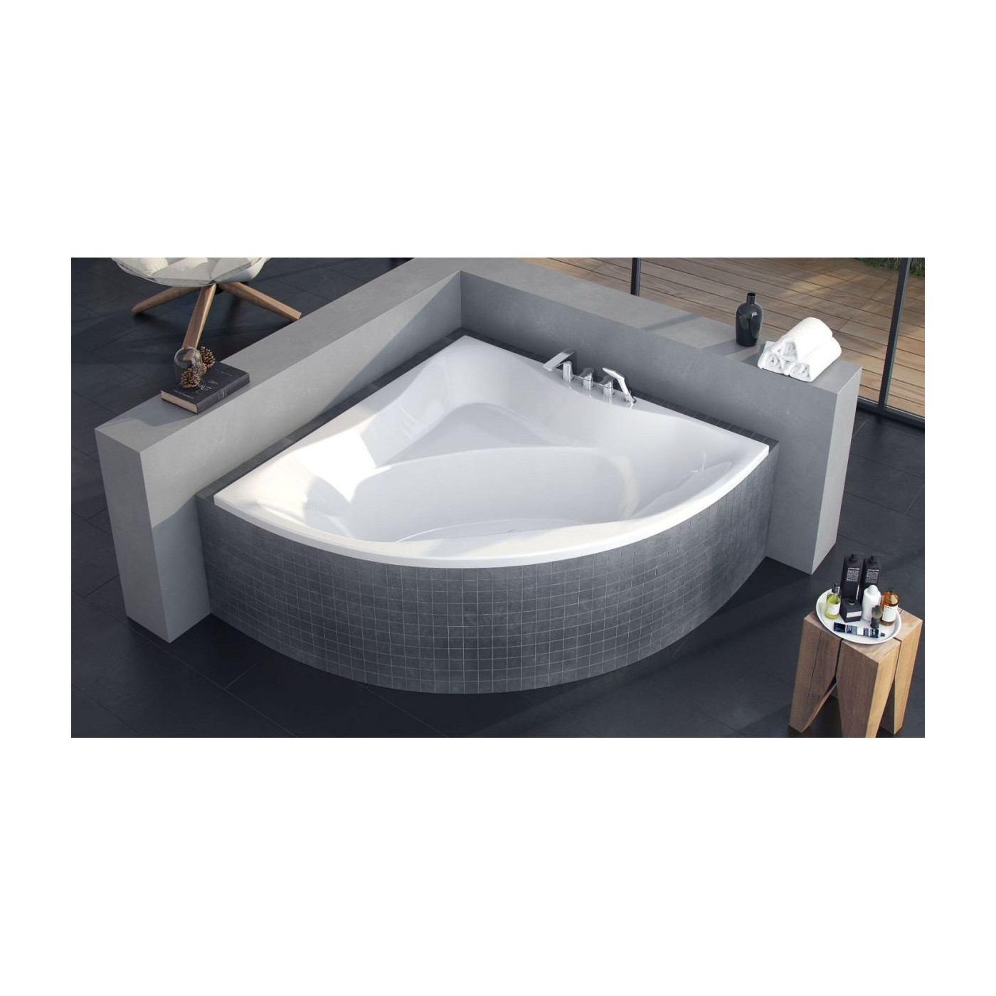 Wanna Narożna 150x150 cm Glamour Biały Połysk WAEX.GLA15WH Excellent Wanna Narożna 150x150 cm Glamour Biały Połysk WAEX.GLA15WH Excellent