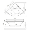 Wanna Narożna 150x150 cm Glamour Biały Połysk WAEX.GLA15WH Excellent Wanna Narożna 150x150 cm Glamour Biały Połysk WAEX.GLA15WH Excellent