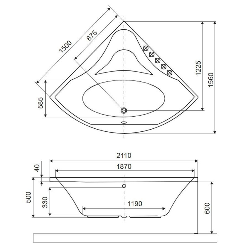Wanna Narożna 150x150 cm Glamour Biały Połysk WAEX.GLA15WH Excellent Wanna Narożna 150x150 cm Glamour Biały Połysk WAEX.GLA15WH Excellent