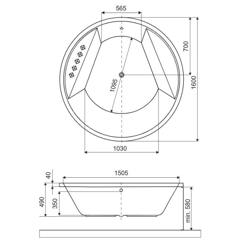 Wanna Okrągła 160 cm Great Arc Biały Połysk WAEX.GRE16WH Excellent Wanna Okrągła 160 cm Great Arc Biały Połysk WAEX.GRE16WH Excellent