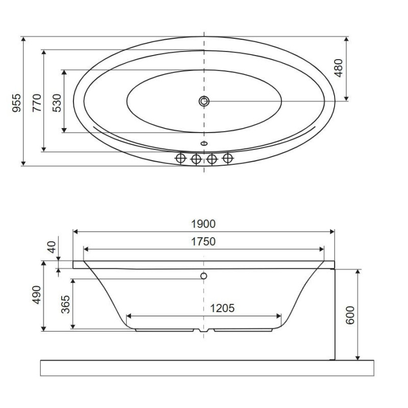 Wanna Owalna 190x95 cm Lumina Biały Połysk WAEX.LUM19WH Excellent Wanna Owalna 190x95 cm Lumina Biały Połysk WAEX.LUM19WH Excellent