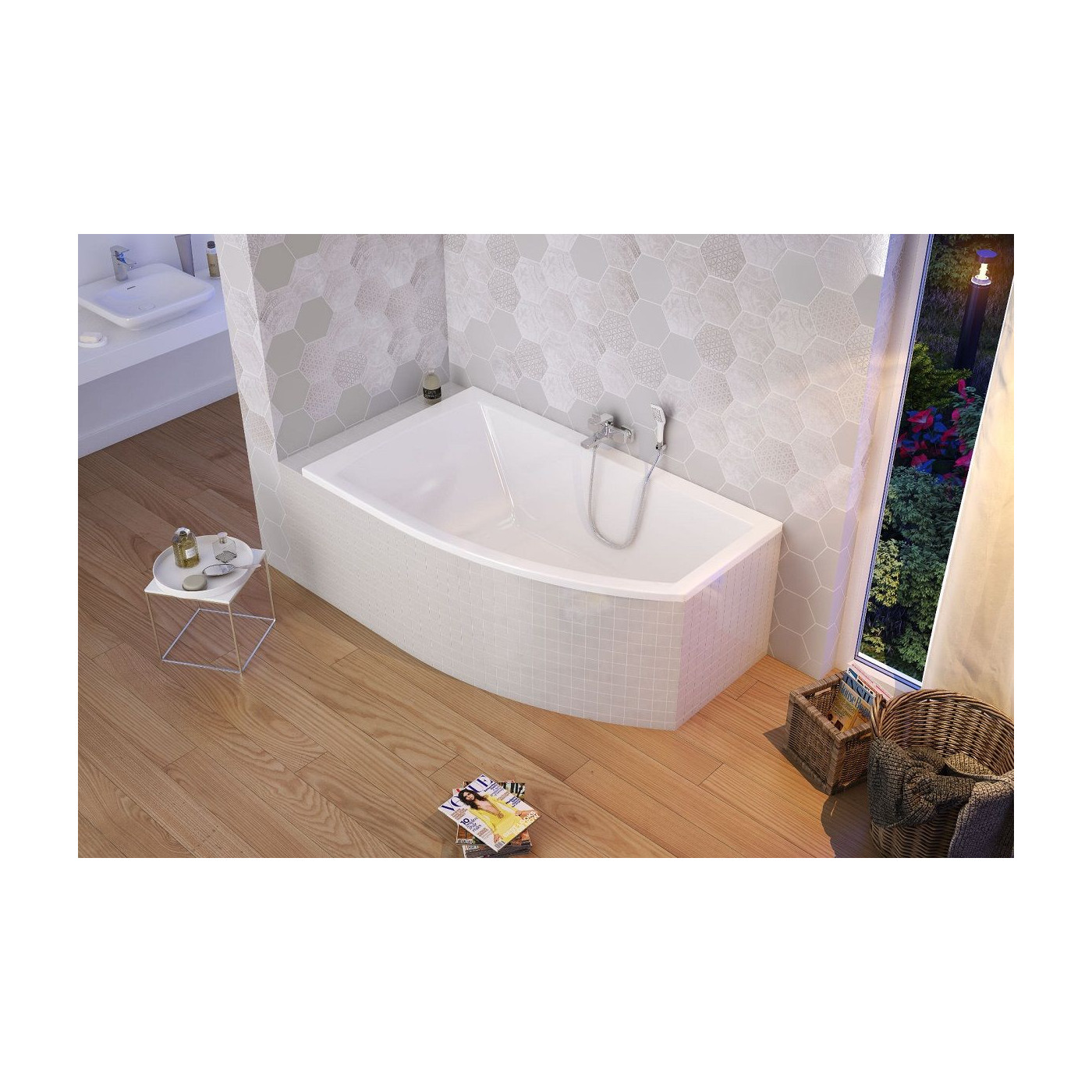 Wanna Narożna Lewa 150x85 cm Magnus Biały Połysk WAEX.MGL15WH Excellent Wanna Narożna Lewa 150x85 cm Magnus Biały Połysk WAEX.MGL15WH Excellent