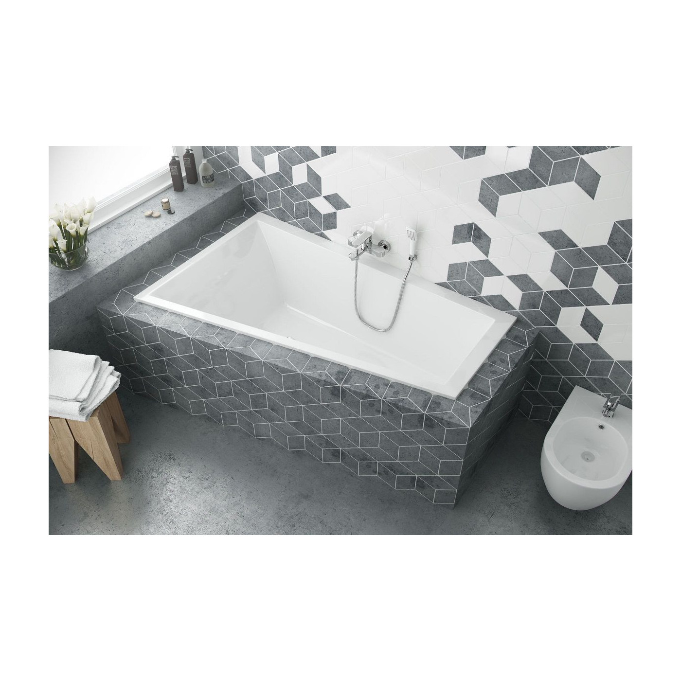 Wanna Narożna Lewa 160x95 cm M-Sfera Slim Biały Połysk WAEX.MSL16WHS Excellent Wanna Narożna Lewa 160x95 cm M-Sfera Slim Biały Połysk WAEX.MSL16WHS Excellent