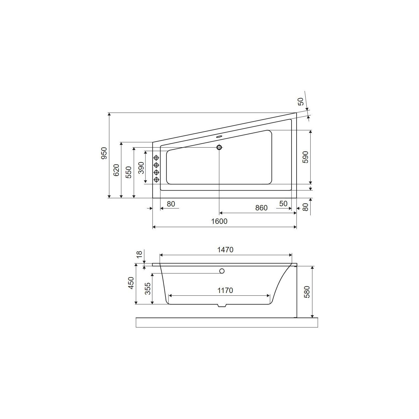 Wanna Narożna Lewa 160x95 cm M-Sfera Slim Biały Połysk WAEX.MSL16WHS Excellent Wanna Narożna Lewa 160x95 cm M-Sfera Slim Biały Połysk WAEX.MSL16WHS Excellent