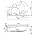 Wanna Narożna Prawa 150x95 cm Newa Plus Biały Połysk WAEX.NEP15WH Excellent Wanna Narożna Prawa 150x95 cm Newa Plus Biały Połysk WAEX.NEP15WH Excellent