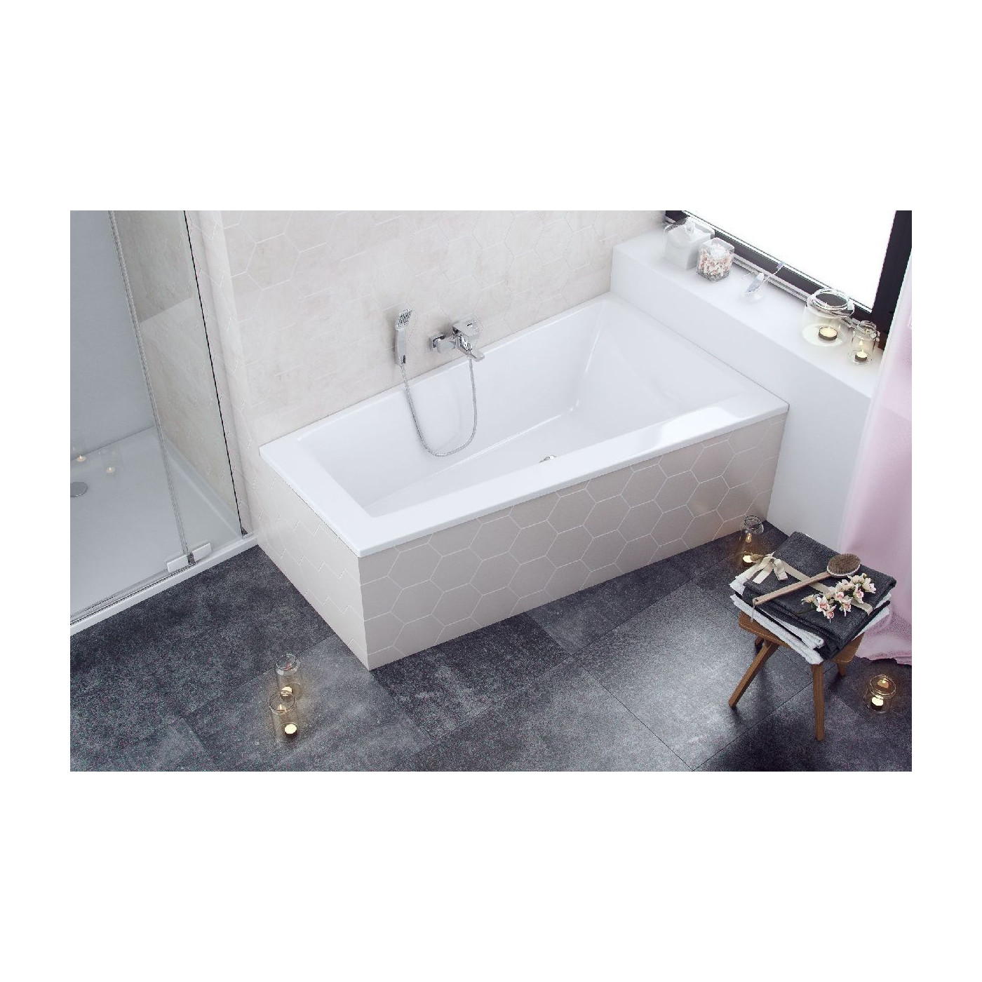 Wanna Narożna Prawa 170x100 cm Sfera Slim Biały Połysk WAEX.SFP17WHS Excellent Wanna Narożna Prawa 170x100 cm Sfera Slim Biały Połysk WAEX.SFP17WHS Excellent