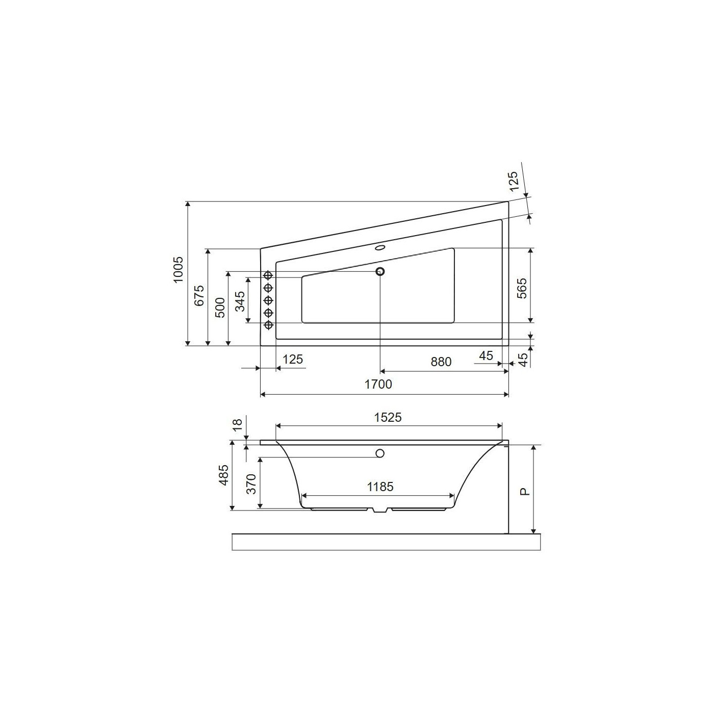 Wanna Narożna Prawa 170x100 cm Sfera Slim Biały Połysk WAEX.SFP17WHS Excellent Wanna Narożna Prawa 170x100 cm Sfera Slim Biały Połysk WAEX.SFP17WHS Excellent