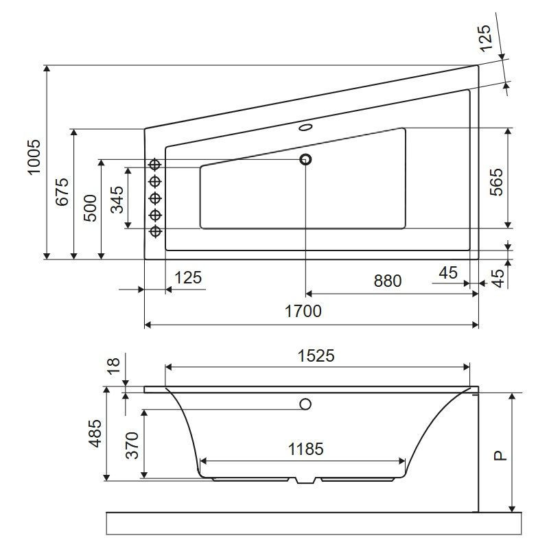 Wanna Narożna Prawa 170x100 cm Sfera Slim Biały Połysk WAEX.SFP17WHS Excellent Wanna Narożna Prawa 170x100 cm Sfera Slim Biały Połysk WAEX.SFP17WHS Excellent