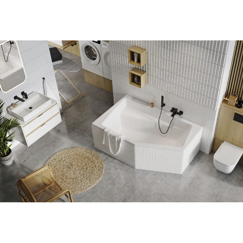 Wanna Narożna Lewa 160x100 cm Vesper Biały Połysk WAEX.VEL16WH Excellent Wanna Narożna Lewa 160x100 cm Vesper Biały Połysk WAEX.VEL16WH Excellent