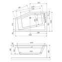 Wanna Narożna Lewa 160x100 cm Vesper Biały Połysk WAEX.VEL16WH Excellent Wanna Narożna Lewa 160x100 cm Vesper Biały Połysk WAEX.VEL16WH Excellent