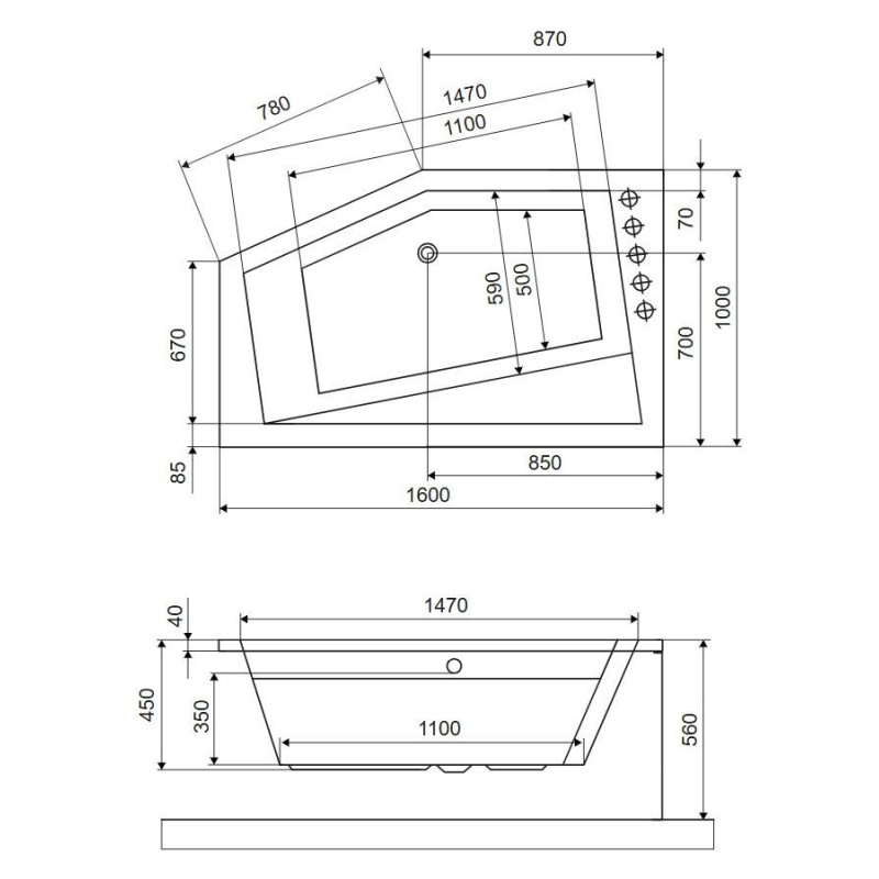Wanna Narożna Lewa 160x100 cm Vesper Biały Połysk WAEX.VEL16WH Excellent Wanna Narożna Lewa 160x100 cm Vesper Biały Połysk WAEX.VEL16WH Excellent