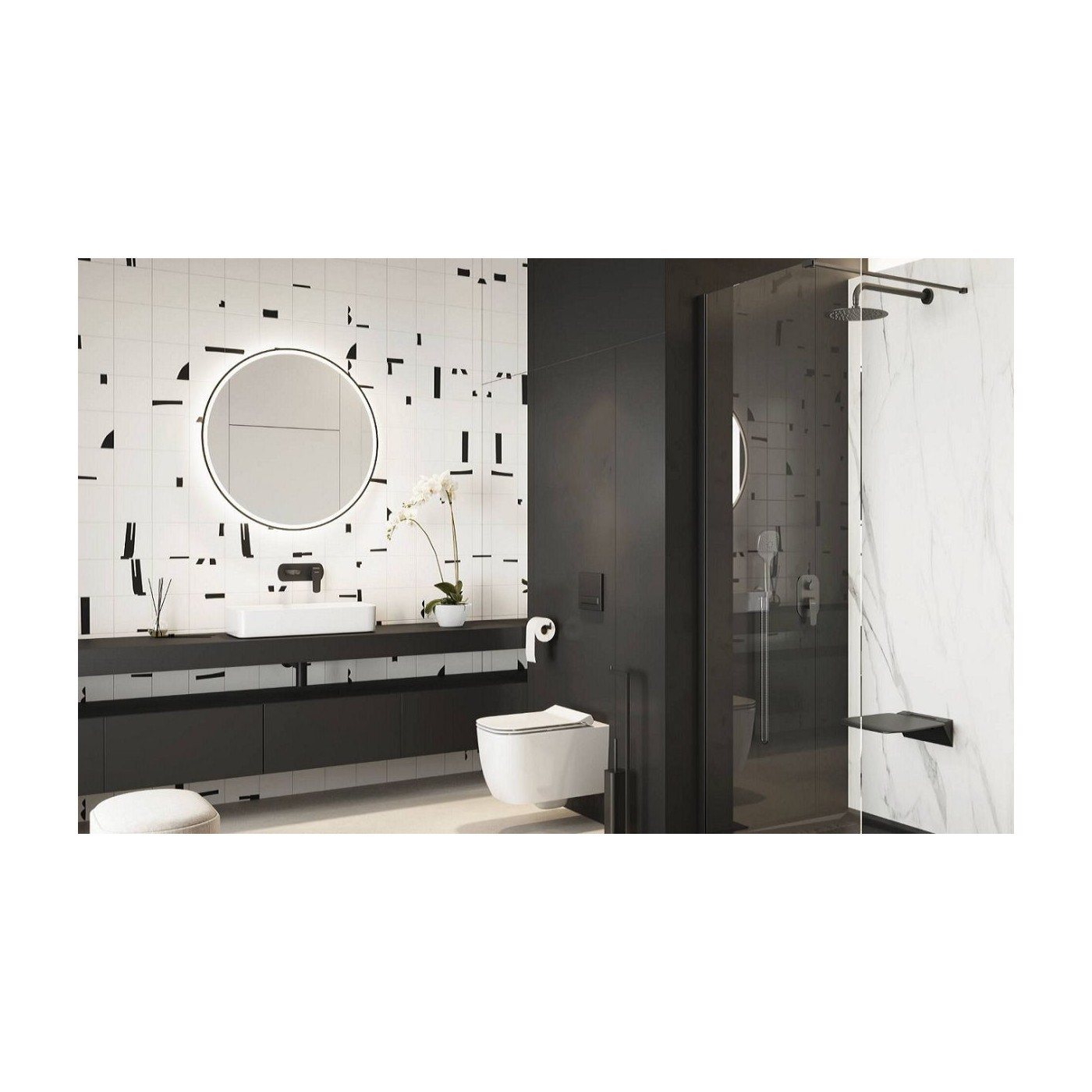 Lustro Łazienkowe LED Z Matą Grzewczą Corido 100 cm Czarny Mat DOEX.CO100.BL Excellent Lustro Łazienkowe LED Z Matą Grzewczą Corido 100 cm Czarny Mat DOEX.CO100.BL Excellent