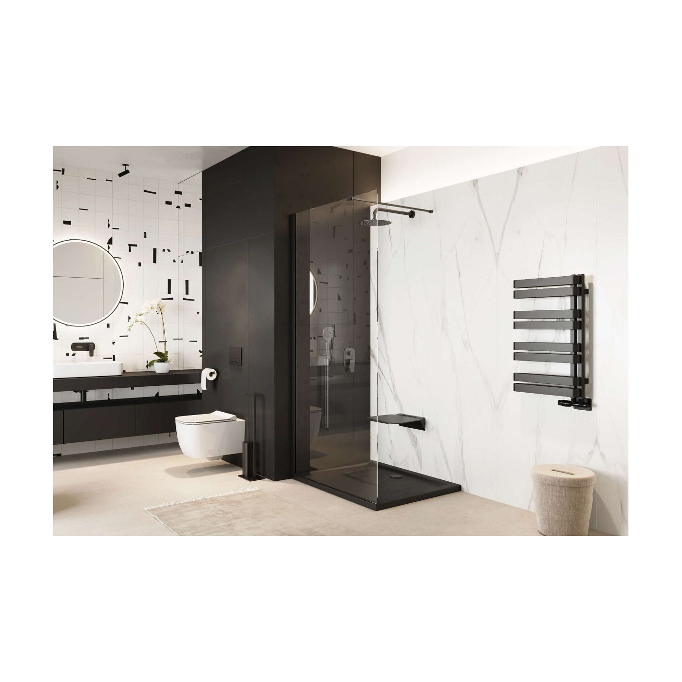 Ścianka Prysznicowa Walk-In 120x200 cm Vidoq Czarny Mat KAEX.1506.1200.LP.BL Excellent Ścianka Prysznicowa Walk-In 120x200 cm Vidoq Czarny Mat KAEX.1506.1200.LP.BL Excellent