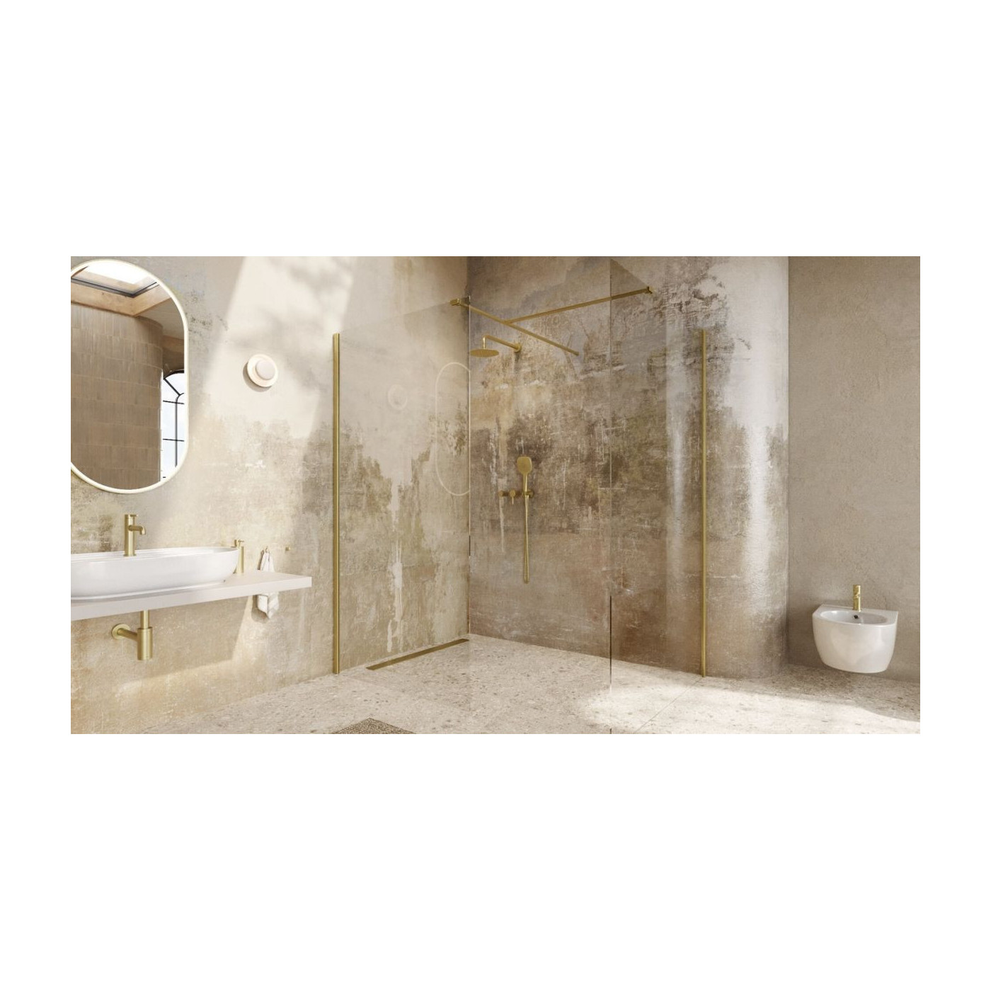 Ścianka Prysznicowa Walk-In 100x200 cm Vidoq Złoty Szczotkowany KAEX.1506.1000.LP.GB Excellent Ścianka Prysznicowa Walk-In 100x200 cm Vidoq Złoty Szczotkowany KAEX.1506.1000.LP.GB Excellent