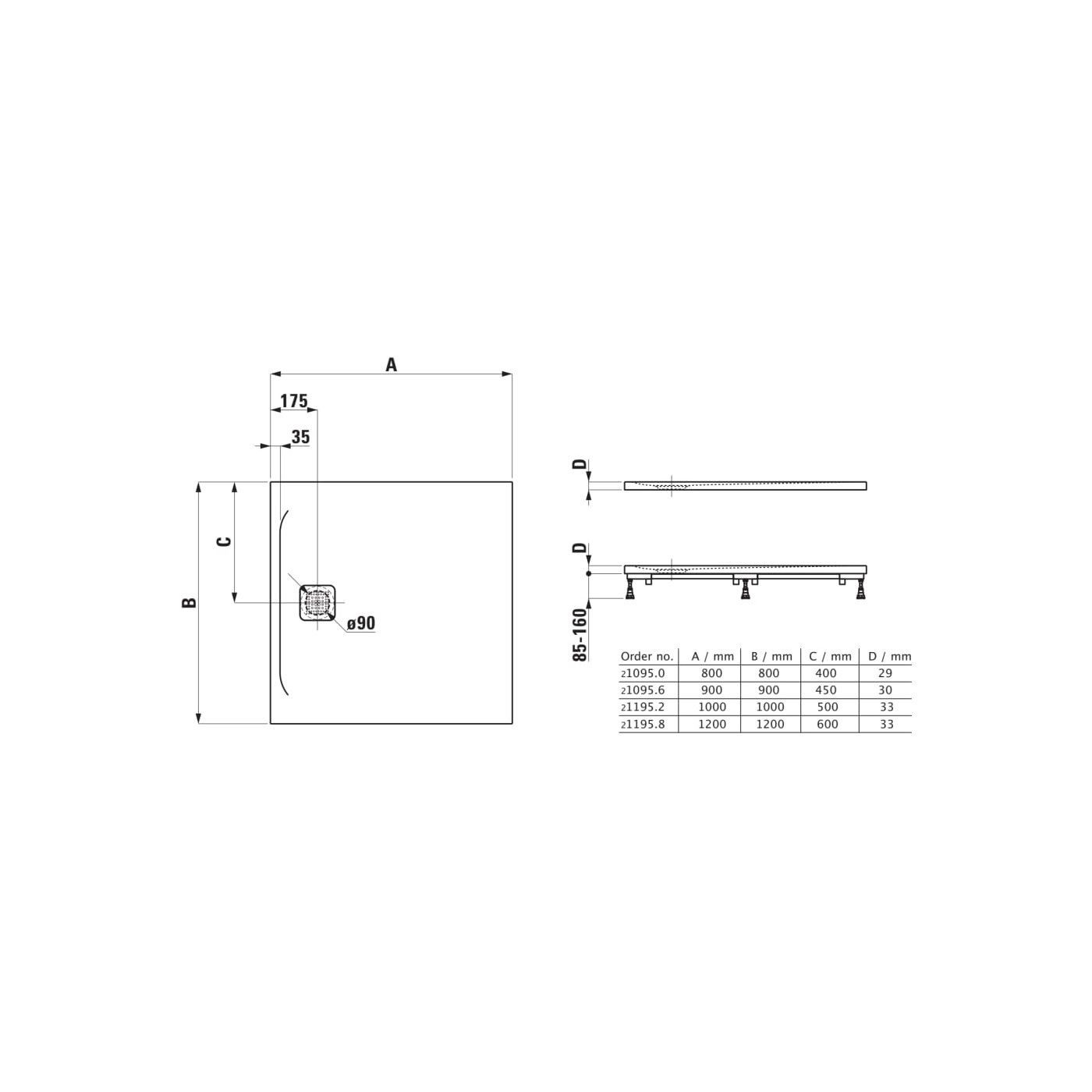 Brodzik Kwadratowy 900x900 mm Pro Biały H2109560000001 Laufen Brodzik Kwadratowy 900x900 mm Pro Biały H2109560000001 Laufen