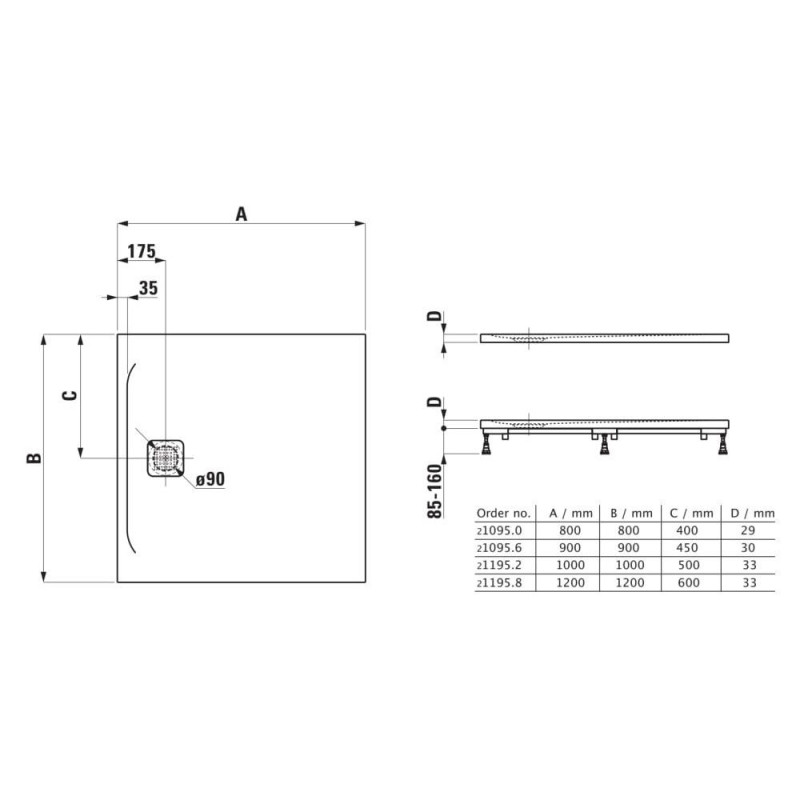 Brodzik Kwadratowy 900x900 mm Pro Biały H2109560000001 Laufen Brodzik Kwadratowy 900x900 mm Pro Biały H2109560000001 Laufen