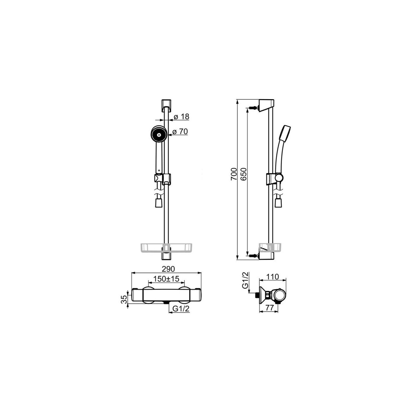 Bateria Natryskowa Z Zestawem Natryskowym Nova Chrom 7452U Oras Bateria Natryskowa Z Zestawem Natryskowym Nova Chrom 7452U Oras