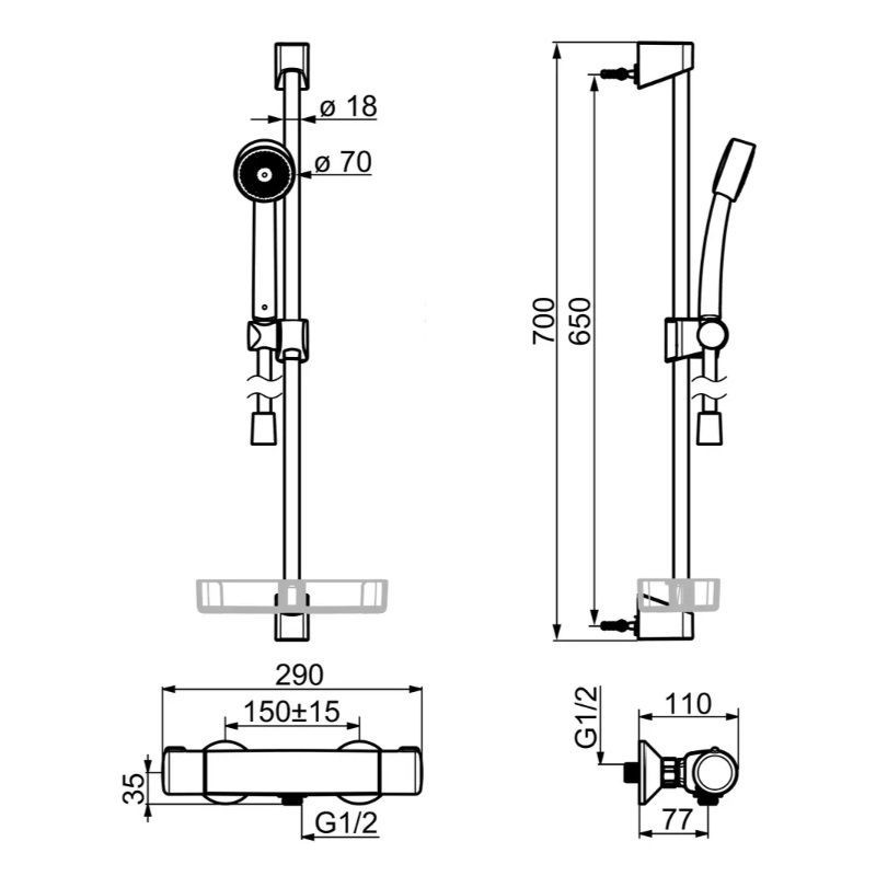 Bateria Natryskowa Z Zestawem Natryskowym Nova Chrom 7452U Oras Bateria Natryskowa Z Zestawem Natryskowym Nova Chrom 7452U Oras