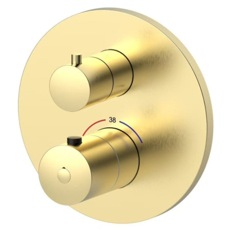 Bateria Prysznicowo-Wannowa Termostatyczna Podtynkowa Z Boxem 3-Wyjściowym Ori Złoty Szczotkowany 08043GN Emporia