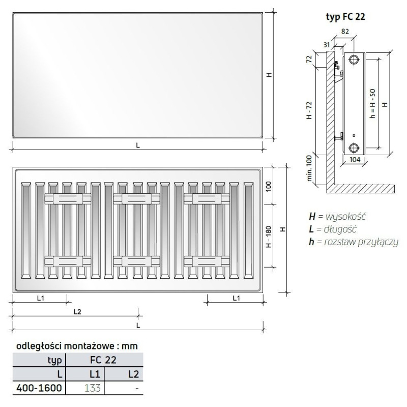Grzejnik Stalowy Z Gładką Płytą Czołową Podłączenie Boczne Plan Compact FC22 600x900 mm Biały F092206009010300 Purmo Grzejnik Stalowy Z Gładką Płytą Czołową Podłączenie Boczne Plan Compact FC22 600x900 mm Biały F092206009010300 Purmo