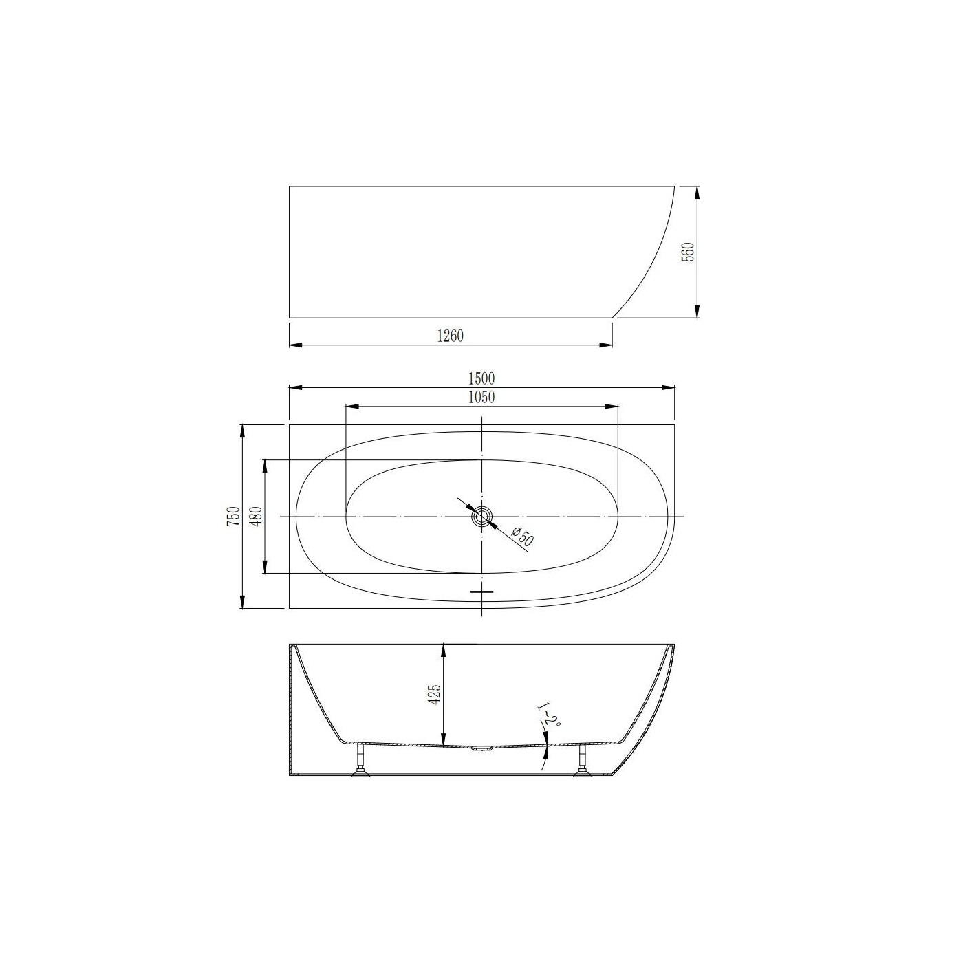 Wanna Wolnostojąca Narożna Lewa Neris 1500x750x560 mm Biały 31503150L Bevisa Wanna Wolnostojąca Narożna Lewa Neris 1500x750x560 mm Biały 31503150L Bevisa