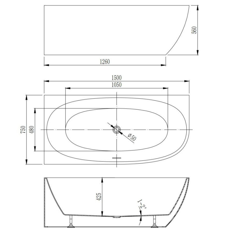 Wanna Wolnostojąca Narożna Lewa Neris 1500x750x560 mm Biały 31503150L Bevisa Wanna Wolnostojąca Narożna Lewa Neris 1500x750x560 mm Biały 31503150L Bevisa