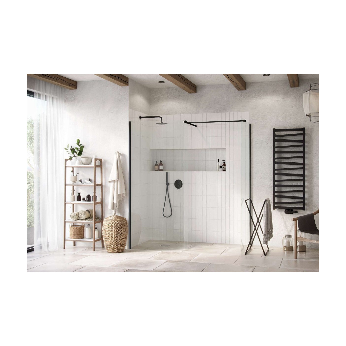 Ścianka Prysznicowa Gięta Walk-In 93x200 cm Vidoq Czarny Mat KAEX.1507.930.LP.BL Excellent Ścianka Prysznicowa Gięta Walk-In 93x200 cm Vidoq Czarny Mat KAEX.1507.930.LP.BL Excellent