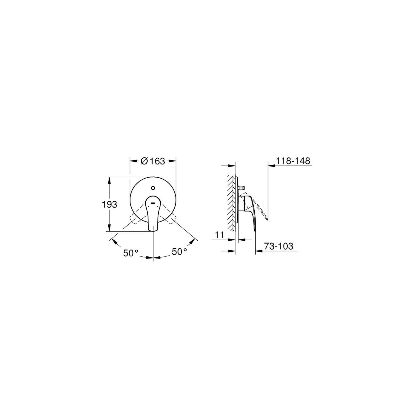 Bateria Wannowo-Prysznicowa Eurosmart Matte Black 194502433 Grohe Bateria Wannowo-Prysznicowa Eurosmart Matte Black 194502433 Grohe