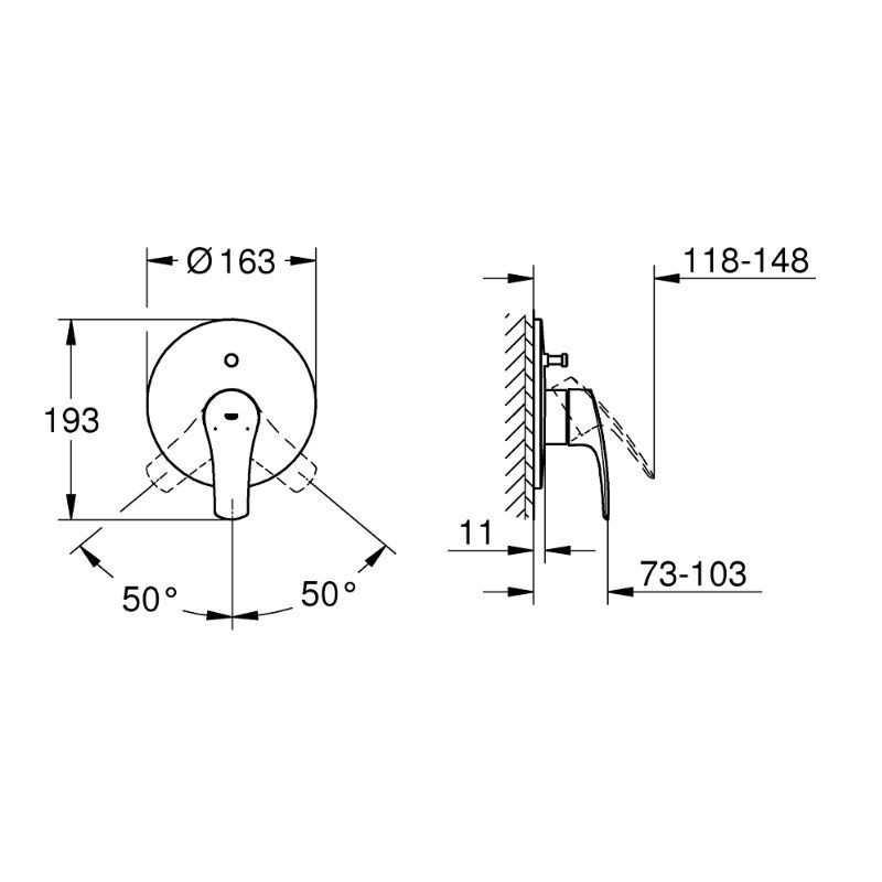 Bateria Wannowo-Prysznicowa Eurosmart Matte Black 194502433 Grohe Bateria Wannowo-Prysznicowa Eurosmart Matte Black 194502433 Grohe