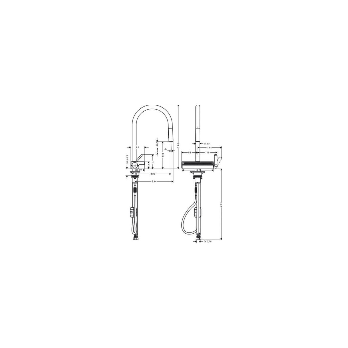 Bateria Kuchenna Aquano Select Z Wyciąganą Wylewką Chrom 73837000 Hansgrohe Bateria Kuchenna Aquano Select Z Wyciąganą Wylewką Chrom 73837000 Hansgrohe