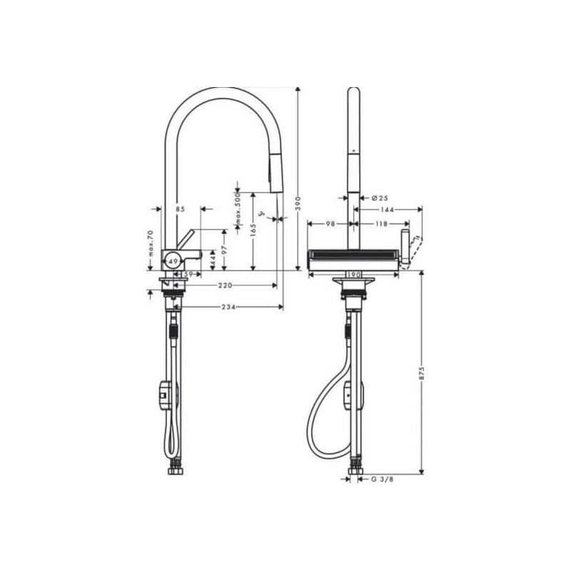 Bateria Kuchenna Aquano Select Z Wyciąganą Wylewką Chrom 73837000 Hansgrohe Bateria Kuchenna Aquano Select Z Wyciąganą Wylewką Chrom 73837000 Hansgrohe