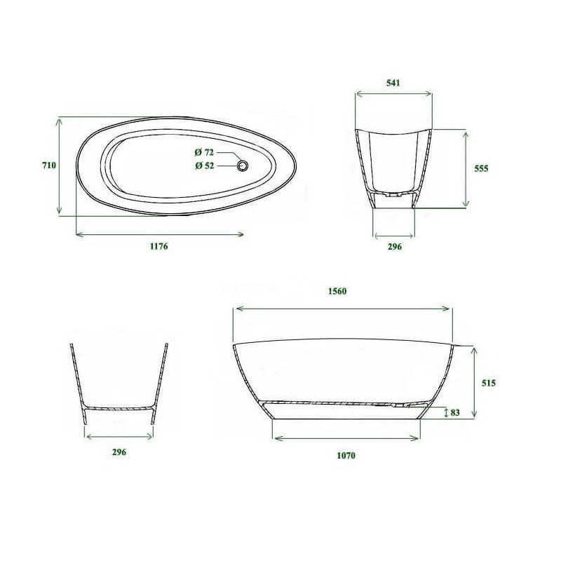 Wanna Wolnostojąca Rita MRM-WA-000 157x70 Marmite + Silikon Sanitarny Biały Bausolid GRATIS Wanna Wolnostojąca Rita MRM-WA-000 157x70 Marmite + Silikon Sanitarny Biały Bausolid GRATIS
