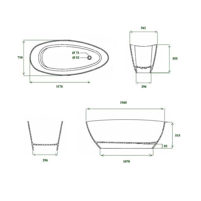 Wanna Wolnostojąca Rita Snow White RITA0001 157x70 Marmite Wanna Wolnostojąca Rita Snow White RITA0001 157x70 Marmite
