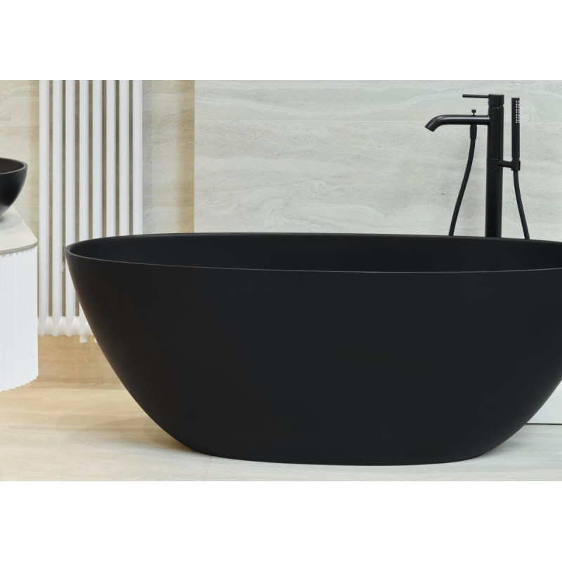 Wanna Wolnostojąca Owalna Wika 160x70,5 Czarny Mat Marmorin Wanna Wolnostojąca Owalna Wika 160x70,5 Czarny Mat Marmorin