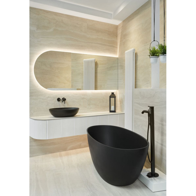 Wanna Wolnostojąca Owalna Wika 160x70,5 Czarny Mat Marmorin Wanna Wolnostojąca Owalna Wika 160x70,5 Czarny Mat Marmorin